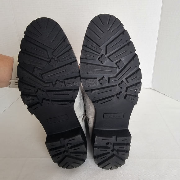 White Mountain Dashing Lace-Up Combat Boots Light Gray Quilted Side Zip Size 9.5 - Picture 6 of 8